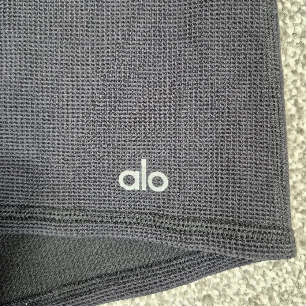 Alo Yoga Micro Waffle Knit Shorts Womens Small Black Lounge